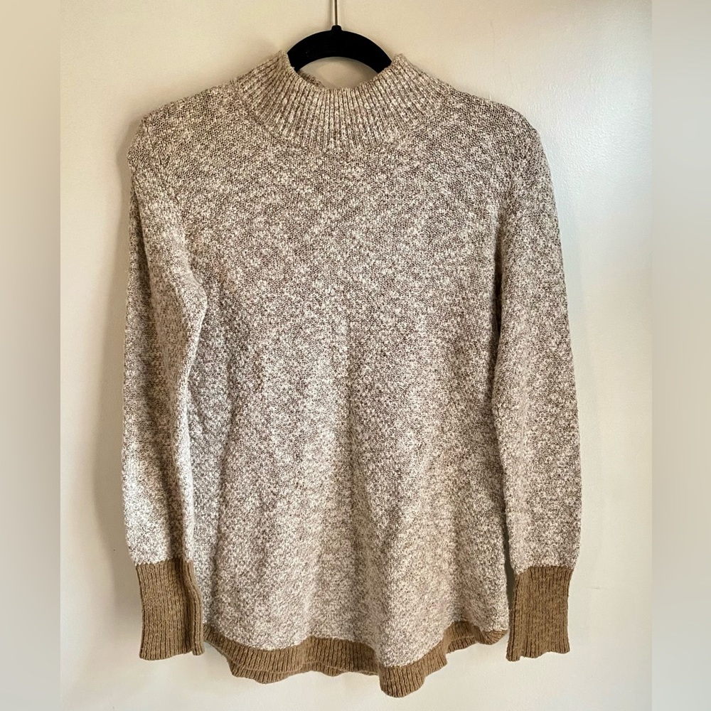 L.L. Bean Signature XS Cotton Linen Ragg Sweater Marled Taupe